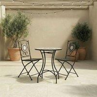 Charles Bentley Mosaic Bistro Set for Two Garden & Outdoor Dining - Black