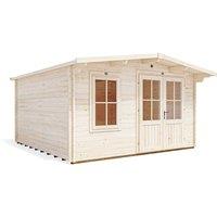 Dunster House Log Cabin, W4m x D4m / W13' x D13' 45mm Wall Thicknes in Natural White