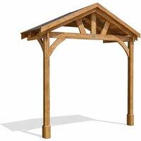 Dunster House Wooden Porch Canopy Kit 3m x 1.5m Door Shelter With Black Shingles in Brown