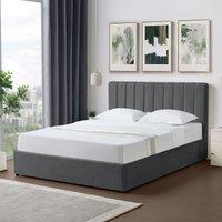 Artemis Home Evelynne Fabric 150cm Kingsize Ottoman Bed Frame with Storage in Dark Grey | Size: King