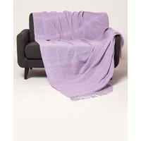 Homescapes Kashi Cotton Throw with Tassels in Lilac | Size: 255 cm x 360 cm