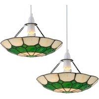 First Choice Lighting Set of 2 Totnes - Tiffany Green Uplight Easy Fit Pendant Shades