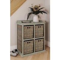 FWStyle 4 Drawer Storage Unit Solid Greywash Pine 2 Over 2 Ready Assembled in Grey