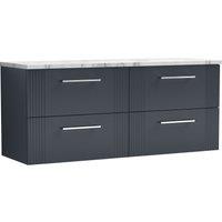Balterley 4 Drawer Wall Hung Vanity Unit Marble Laminate Worktop, 1200mm in Grey