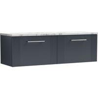 Balterley 2 Drawer Wall Hung Vanity Unit Marble Laminate Worktop, 1200mm in Grey