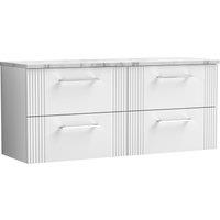 Balterley 4 Drawer Wall Hung Vanity Unit Marble Laminate Worktop, White 1200mm