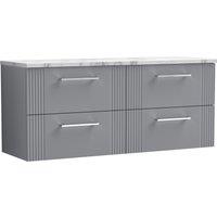 Balterley 4 Drawer Wall Hung Vanity Unit Marble Laminate Worktop, Grey 1200mm