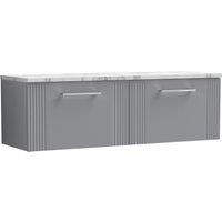 Balterley 2 Drawer Wall Hung Vanity Unit Marble Laminate Worktop, Grey 1200mm