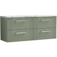 Balterley 4 Drawer Wall Hung Vanity Unit Marble Laminate Worktop, Green 1200mm