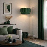 CGC Lighting Kyra Brushed Nickel Floor Lamp with Two Layer Scalloped Lampshade in Dark Green