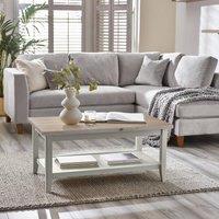 FurnitureboxUK Eden Rectangular Whitewashed & Light Grey Coffee Table in White