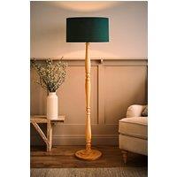 ValueLights Victoria Light Wood Traditional Floor Lamp with Fabric Drum Shade & LED Bulb in Green