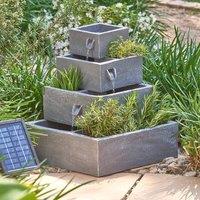 Primrose Solar Powered 4-Tier Herb 'Perth 'Planter Cascading Water Feature 42cm in Stone