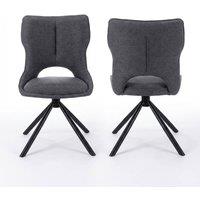 HOME LUXE INTERIOR Set of 2 Grey Roseland 360 Swivel Dining Chairs | Modern Fabric