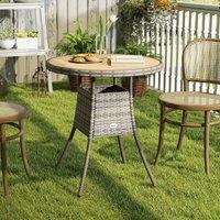 OUTSUNNY Outdoor PE Rattan Dining Table w/ Wood-plastic Composite Top, Natural | Size: 70 cm x 70 cm