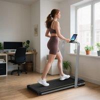 SPORTNOW Folding Treadmill Under Desk Walking Pad with Incline, Silver Tone
