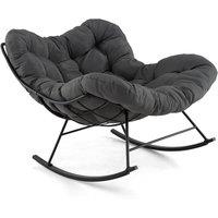 Costway Rocking Chair Oversized Egg Papasan Chair in Grey