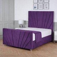 Living Comfort Bedz Lumina Plush Velvet Upholstered Bed Slatted Base with 48Inch Headboard in Purple | Size: Super King