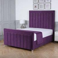 Living Comfort Bedz Elara Upholstered Gas Lift Storage Bed with 48 Inch Headboard in Purple | Size: Small Double