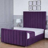 Living Comfort Bedz Zenith Upholstered Gas Lift Storage Bed with 48 Inch Headboard in Purple | Size: Super King