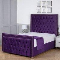 Living Comfort Bedz Metro Upholstered Gas Lift Storage Bed with 48 Inch Headboard in Purple | Size: King