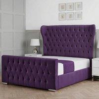 Living Comfort Bedz Velvetine Upholstered Gas Lift Storage Bed with 48 Inch Headboard in Purple | Size: King