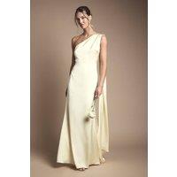 Coast Women's Honoured Drape One Shoulder Satin Maxi Bridesmaid Dress in Lemon | Size: 14