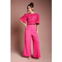 Coast Women's Wide Leg Crepe Trouser in Hot Pink | Size: 12