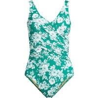 Lands' End Women's Wrap Front Slender Swimsuit in Green | Size: 12