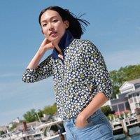 Lands' End Women's Petite Long Sleeve Supima Cotton Polo Shirt in Navy | Size: 14-16