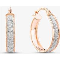 T.H.Baker Women's 9ct Rose Gold Stardust Hoop Earrings 5.51.1019