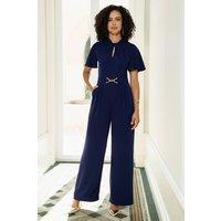 Yumi Women's Navy Buckle Jumpsuit With Twist Knot Detail | Size: 16