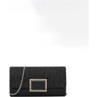 SVNX Women's Square Buckle Clutch Bag in Black