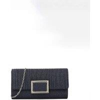 SVNX Women's Square Buckle Clutch Bag in Navy