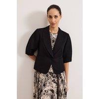 Phase Eight Women's Coniston Linen Blend Puff Sleeve Jacket in Black | Size: 10