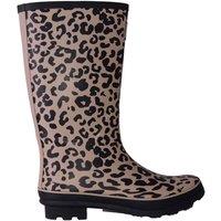 ABSOLUTE FOOTWEAR Women's Easy Slip On Waterproof Snow Rain Long Length Wellington Boot in Beige | Size: 6