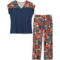 Atlas For Women Women's Printed Top & Trousers Set in Navy | Size: 8-10