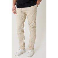 Threadbare Men's Cotton Slim Fit Trousers With Stretch in Light Stone | Size: 32R