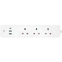 ENER-J 13A Smart WiFi Power Strip 3 Sockets 2 USB 1 Type C UK Plug White