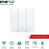 ENER-J 3 Gang Smart Push Button Light Switch White 600W per Gang