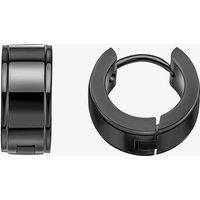 Fred Bennett Men's Stailess Steel Black Polished Huggie Hoop Earrings E6568B