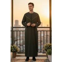 Infinity Leather Men's Ramadan Moroccan Jubba Robe Djellaba Eid Kaftan Thobe LFS -TT-007 in Green | Size: 60L