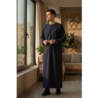 Infinity Leather Men's Ramadan Moroccan Jubba Robe Djellaba Eid Kaftan Thobe LFS -TT-007 in Navy | Size: 56L