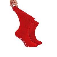Dr.Socks Men's Extra Wide Winter Bed Socks with Grips | Non Slip Thermal Sleep Socks in Red | Size: 6-11