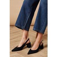 Oasis Women's Enrya Faux Suede Slingback Low Block Heel Shoes in Natural Black | Size: 6