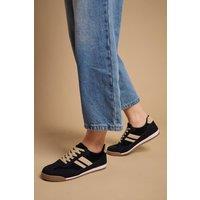 Oasis Women's Penny Faux Suede Lace Up Trainers in Black | Size: 3