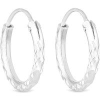Simply Silver Women's Sterling Silver 925 Mini Diamond Cut Hoop Earrings