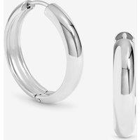Jon Richard Women's Waterproof Platinum Plated Medium Flat Surface Hoop Earrings in Silver