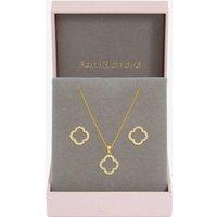 Jon Richard Women's Gold Plated Cubic Zirconia Open Clover Set - Gift Box