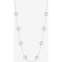 Inicio Women's Sterling Silver Plated Crystal Clover Necklace - Gift Pouch